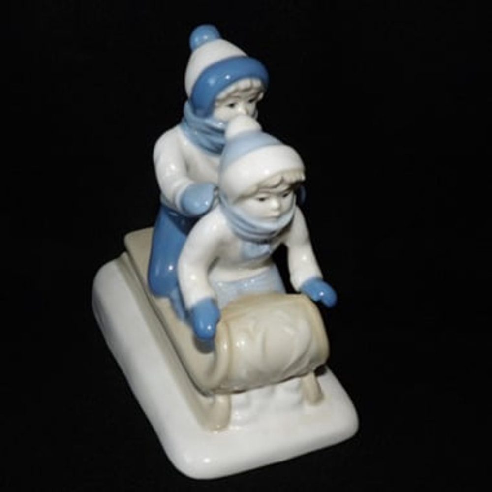 1992 Paul Sebastian Boys on a Sled Figurine